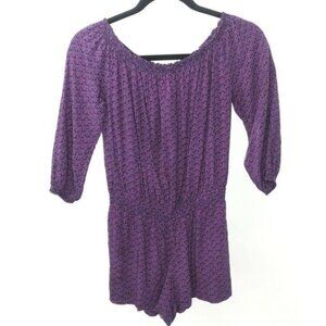 Banana Republic Shorts Romper Womens XS‎ Petite Blue Purple Off Shoulder Boho